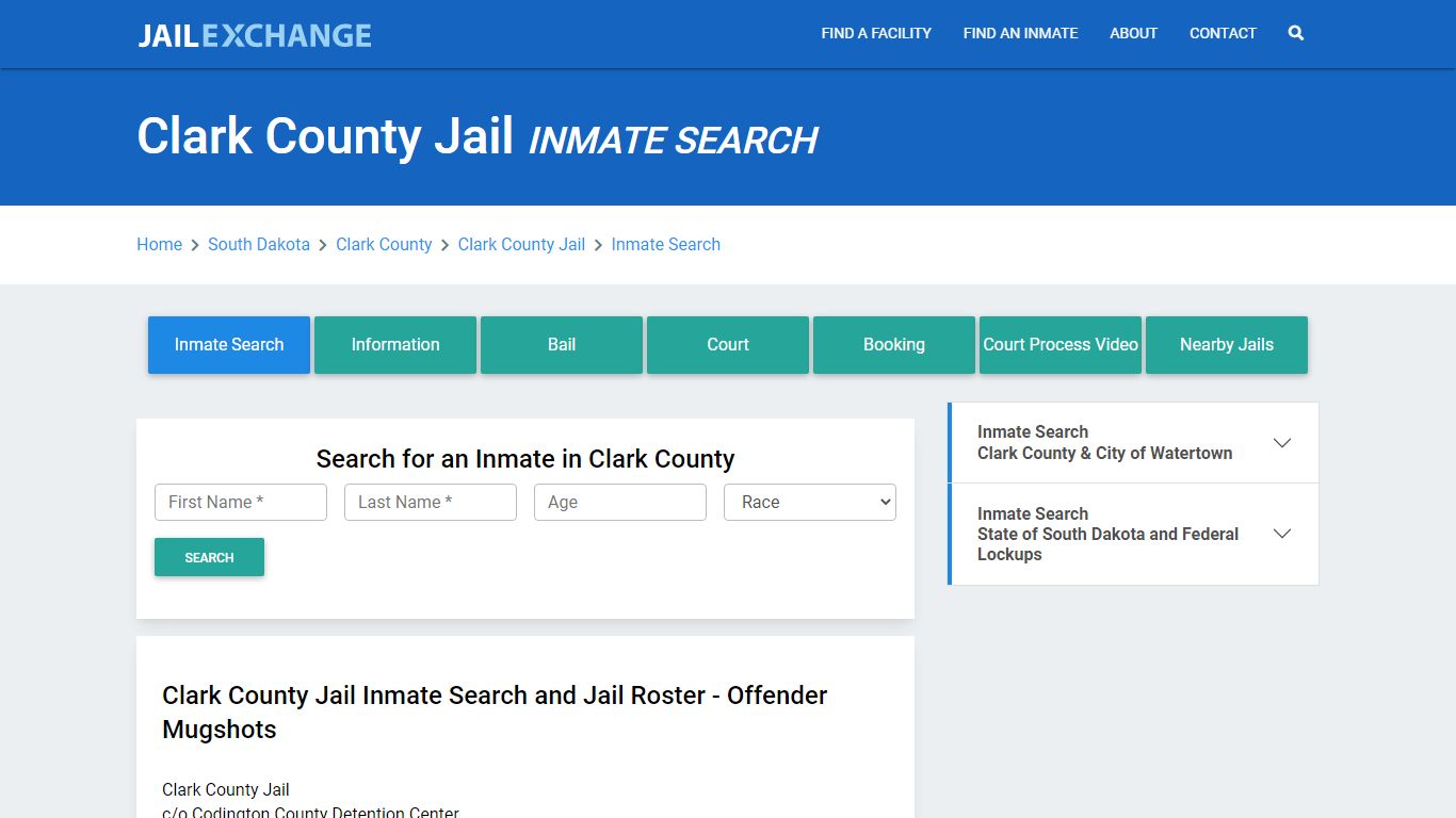 Clark County Jail, SD Inmate Search: Roster & Mugshots