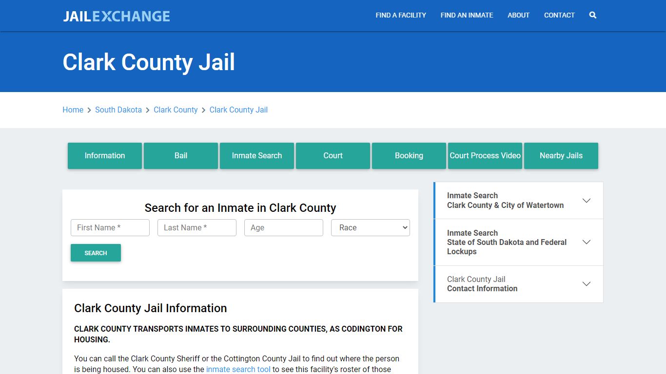 Clark County Jail Roster Lookup, SD, Inmate Search - Jail Exchange